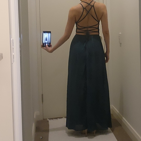 Emerald green summer evening dress - Picture 4 of 4